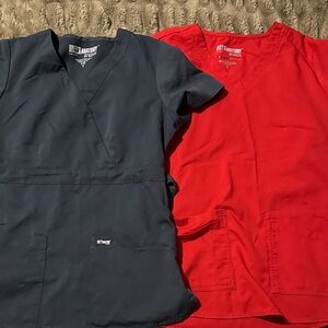 Grey's Anatomy Navy and Red Scrub Tops